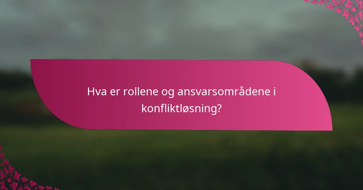 Hva er rollene og ansvarsområdene i konfliktløsning?